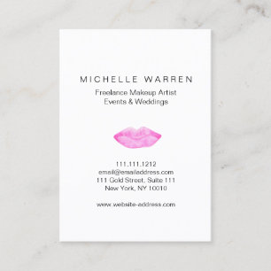 Bold Pink Lips Watercolor Makeup Artist Business Card