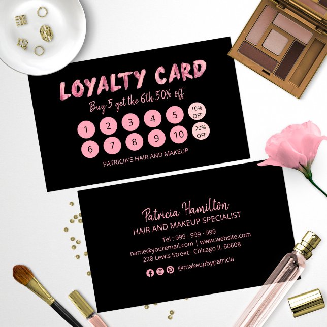 Bold Pink Makeup Artist Hair Salon 10 Loyalty Card (Creator Uploaded)