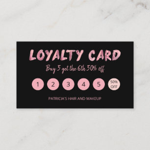 Bold Pink Makeup Artist Hair Salon 5 Loyalty Card