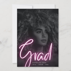Bold Pink Neon Grad Modern Photo University  Announcement
