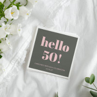 Bold Pink Olive Sage Modern 50th Birthday Party