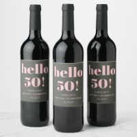 Bold Pink Olive Sage Modern 50th Birthday Party