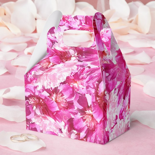 Bold Pink Peony Floral Pattern Favour Box (Wedding)