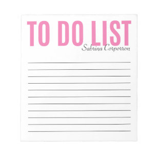 Bold Pink Personalized To Do List Notepad