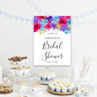 Bold Pink Purple Blue Floral Bridal Shower Welcome
