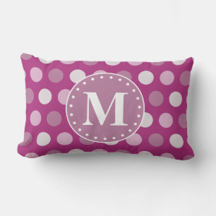 Bold Pink Purple Polka Dots Monogram Lumbar Cushion