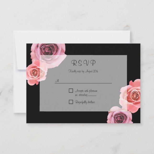 Bold Pink & Purple Spring Roses RSVP Card (Front)