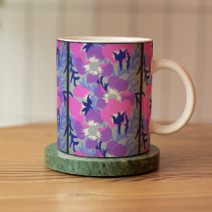Bold Pink & Purple Windflower Pattern Retro  Coffee Mug