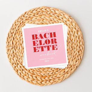 Bold Pink & Red Bachelorette Weekend Napkin