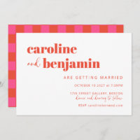 Bold Pink Red Chequerboard All-in-One Wedding