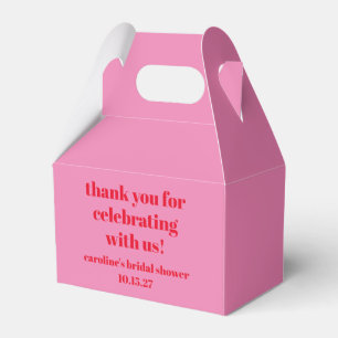 Bold Pink Red Custom Bridal Shower Thank You Favour Box