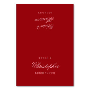 Bold Pink Red Minimalist Script Wedding Place Card