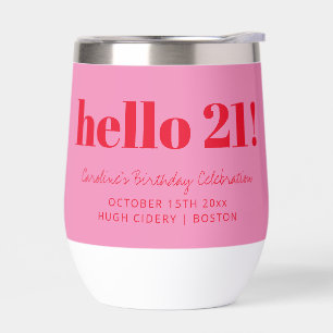Bold Pink Red Modern 21st Birthday Custom 