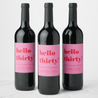Bold Pink Red Modern 30th Birthday Custom
