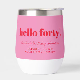 Bold Pink Red Modern 40th Birthday Custom