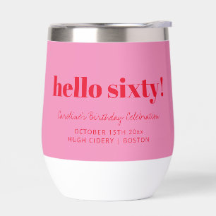 Bold Pink Red Modern 60th Birthday Custom
