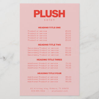 Bold Pink & Red Modern Business Service Price List