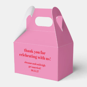 Bold Pink Red Modern Wedding Custom Thank You Favour Box