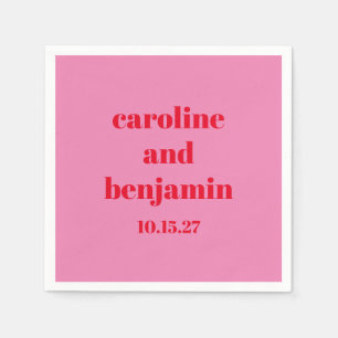 Bold Pink Red Modern Wedding Personalised Napkin