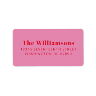 Bold Pink Red Typography Custom Return Address Label