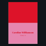 Bold Pink Red Typography Custom Table Place Card<br><div class="desc">Bold Pink Red Typography Custom Table Place Card</div>