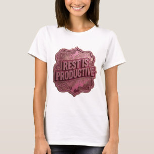 Bold Pink REST IS PRODUCTIVE 3D Text Art T-Shirt