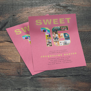 Bold Pink Sweet 16 Birthday Photo  Flyer
