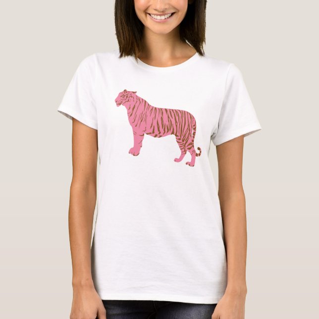 Bold Pink Tiger Graphic Women Feminine T-Shirt (Front)