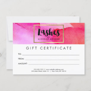 Bold Pink Watercolors Lash Extensions Gift Card