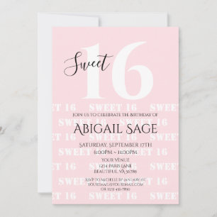 Bold Pink, White Personalised Photo Sweet Sixteen Invitation