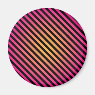 Bold Pink Yellow Black Diagonal Stripes Magnet