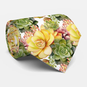 Bold Pink Yellow Green Succulents Tie