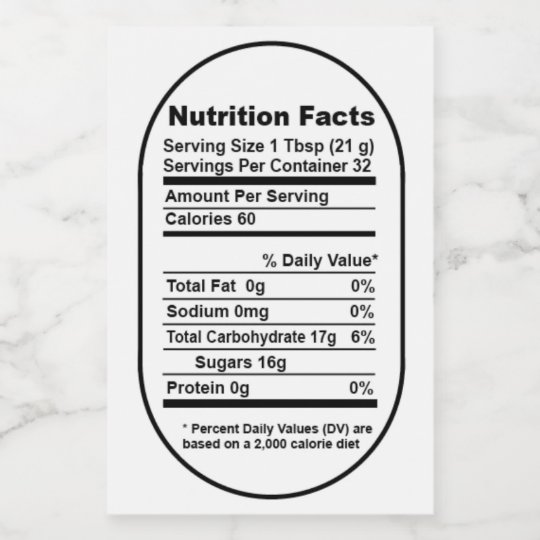 Bold Pint Honey Jar Nutrition Facts Label | Zazzle.com.au