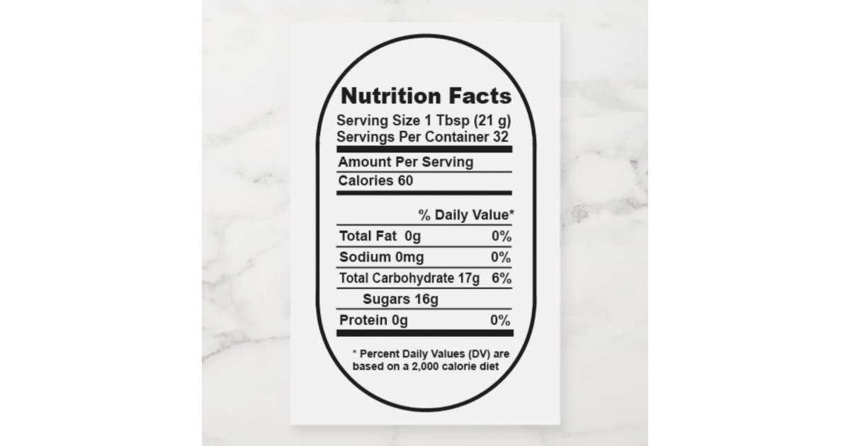 Bold Pint Honey Jar Nutrition Facts Label | Zazzle.com.au