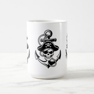 Bold Pirate Skull and Anchor – Nautical Design Coffee Mug