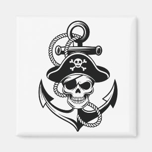 Bold Pirate Skull and Anchor – Nautical Design Magnet