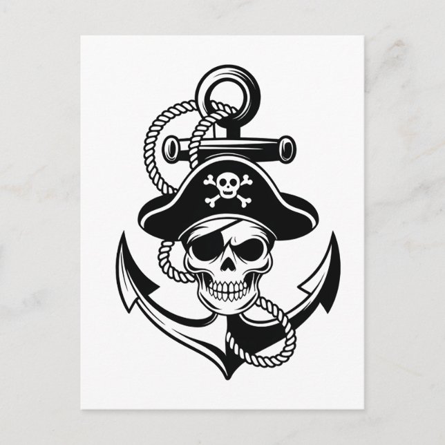 Bold Pirate Skull and Anchor – Nautical Design Postcard (Front)