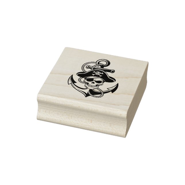 Bold Pirate Skull and Anchor – Nautical Design Rubber Stamp (Stamp)
