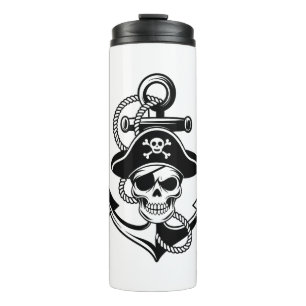 Bold Pirate Skull and Anchor – Nautical Design Thermal Tumbler