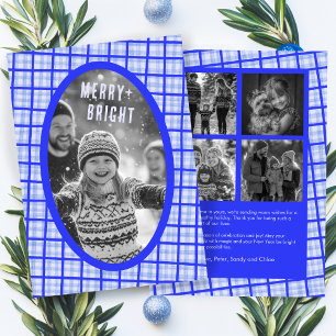 Bold Plaid Gingham Christmas Custom Photo Collage Holiday Card