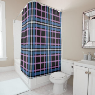 Bold Plaid Shower Curtain – Blue, Lavender & Black