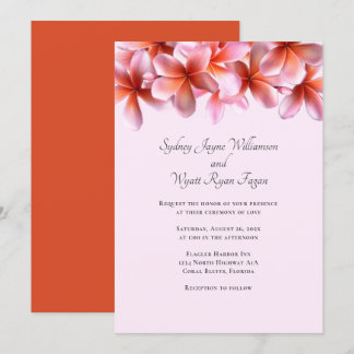 Bold Plumeria Floral Border Simple Wedding Invitation