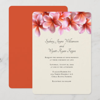 Bold Plumeria Floral Border Simple Wedding Invitation