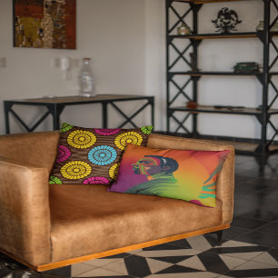 Bold Pop Art   African American Man With Locs Lumbar Cushion