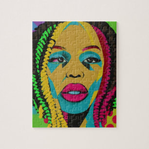 Bold Pop Art-African American Woman With Locs Jigsaw Puzzle