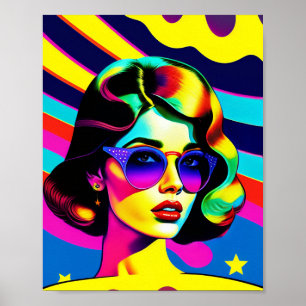 Bold Pop Art and Stripes Retro Fashion Poster