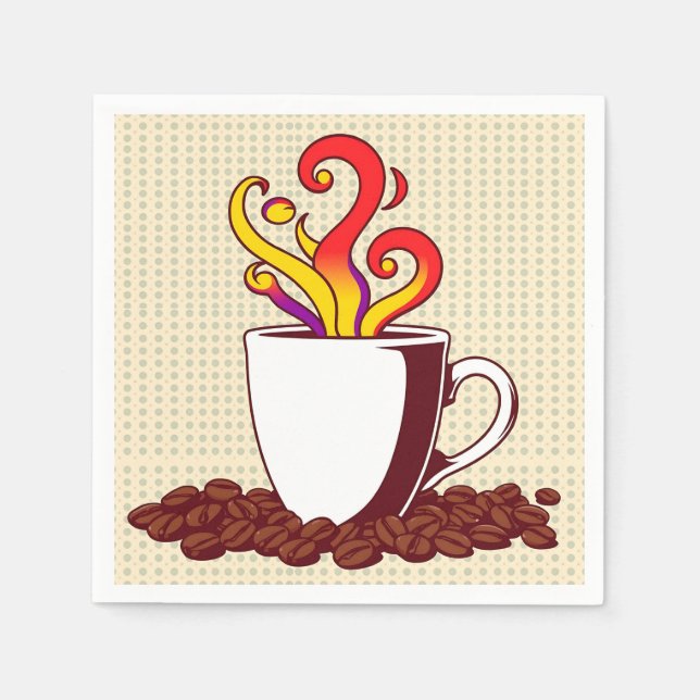 Bold Pop Art Coffee Cup Retro Napkin (Front)