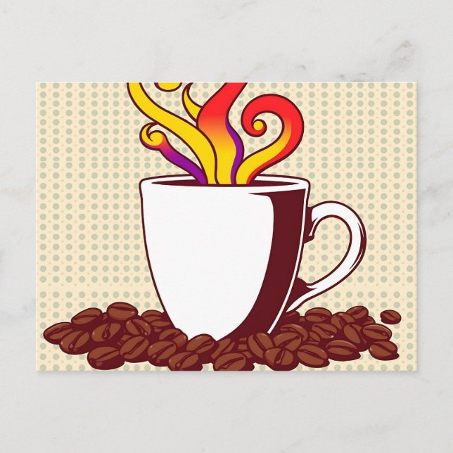 Bold Pop Art Coffee Cup Retro Postcard (Front)