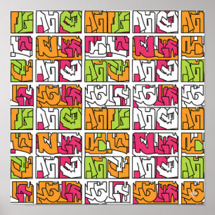 Bold Pop Art Graffiti Seamless Fabric and Paper Poster