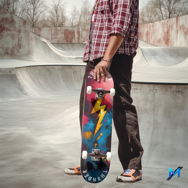 Bold Pop Art Lightning - Electric Graffiti Style Skateboard (Creator Uploaded)